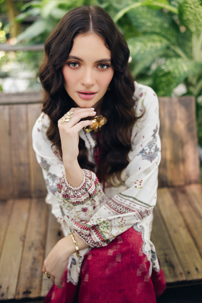 Soft White Silky 2PC STITCHED