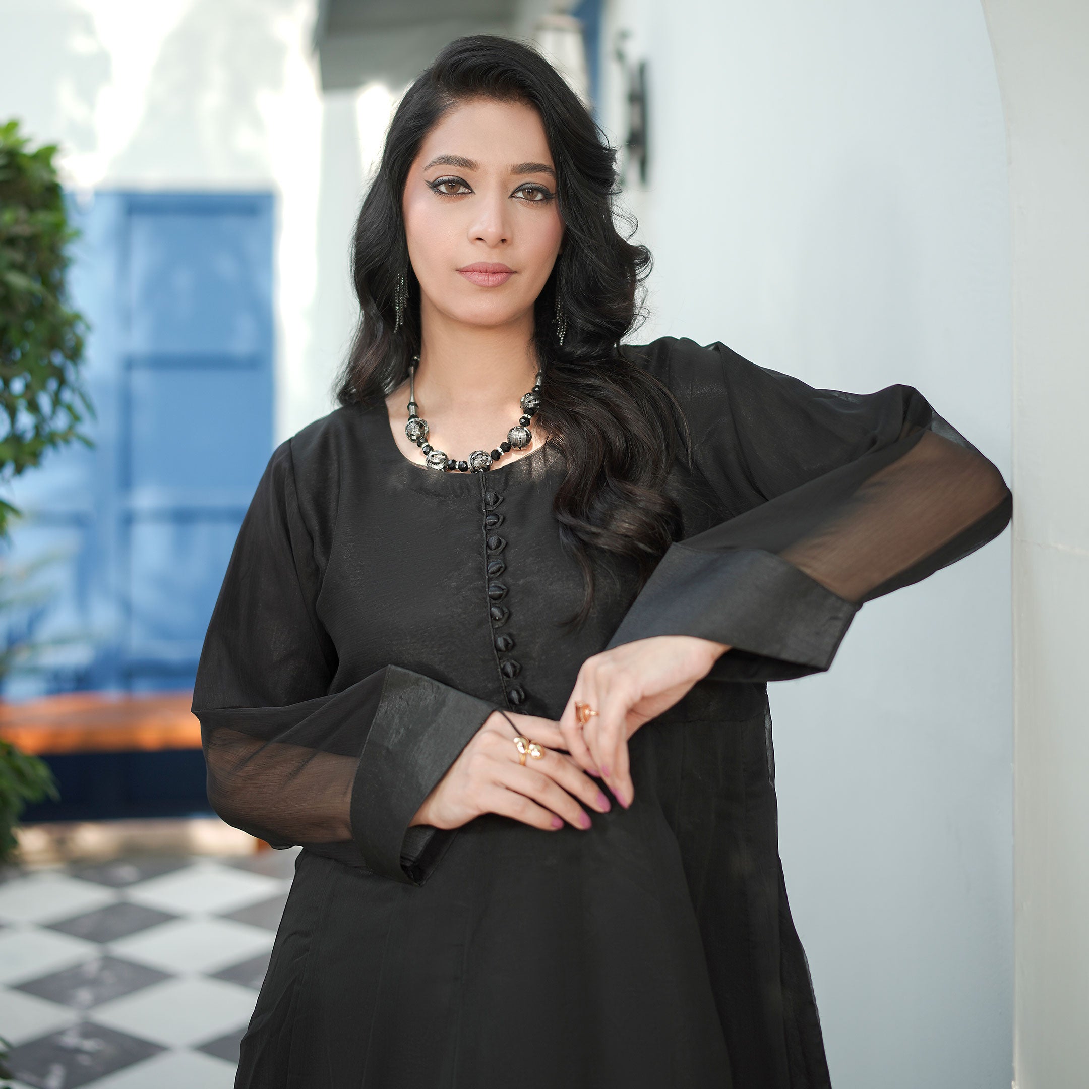 JET BLACK FROCK 2PC  STITCHED