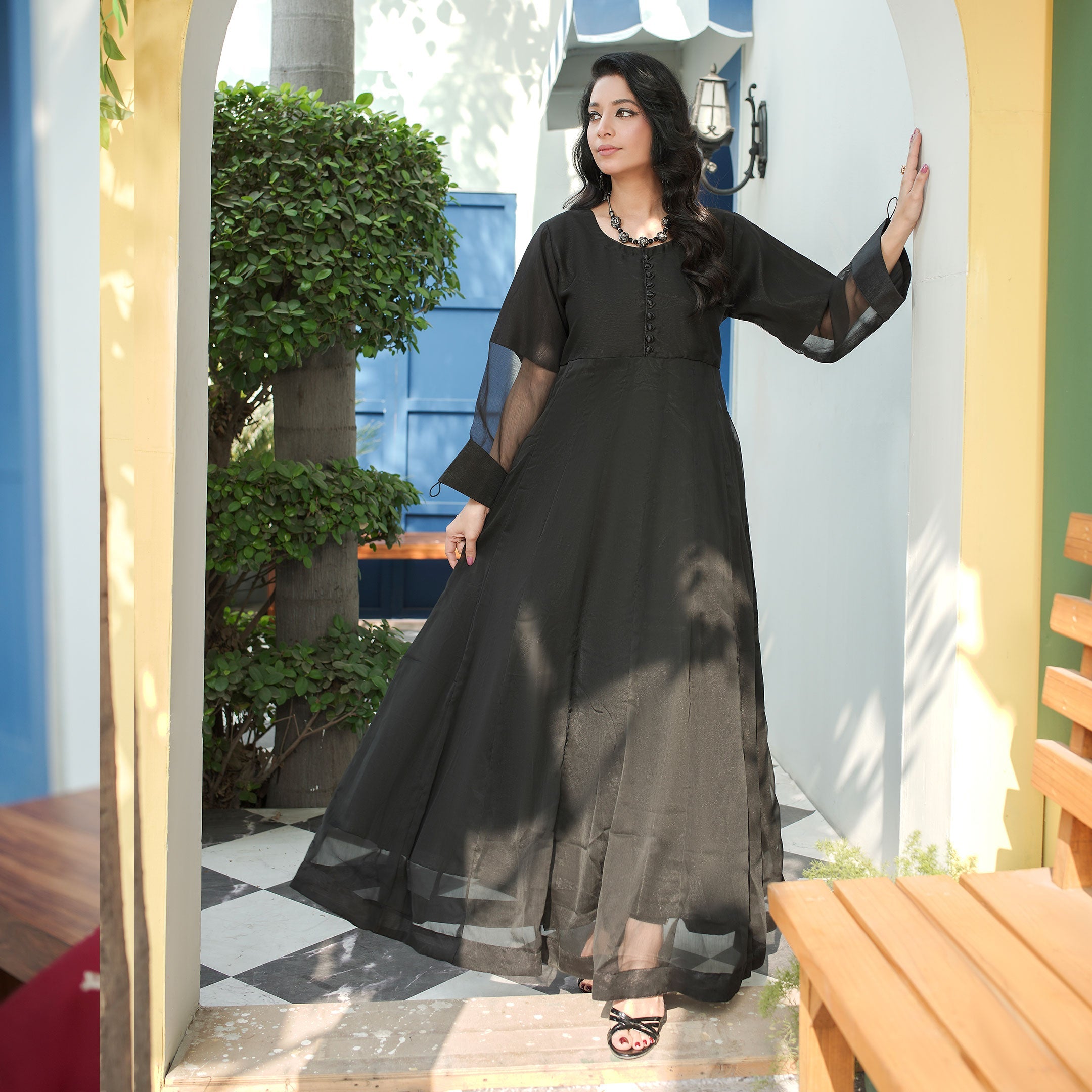 JET BLACK FROCK 2PC  STITCHED
