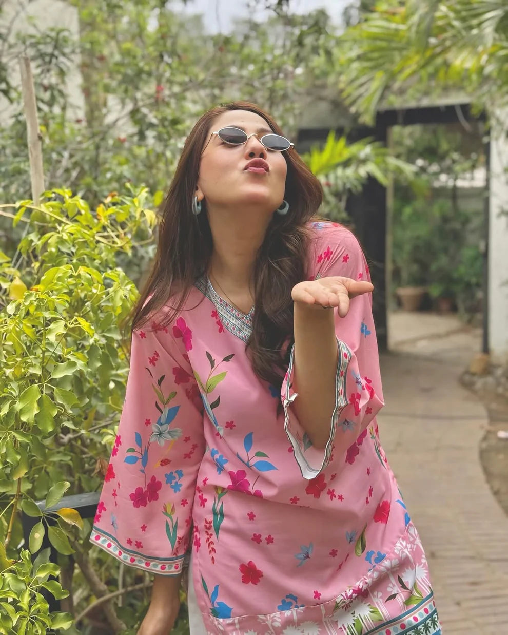 Pink Floral Silk 2 PC