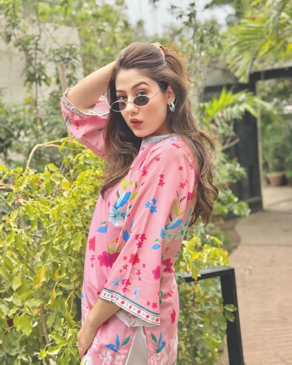 Pink Floral Silk 2 PC