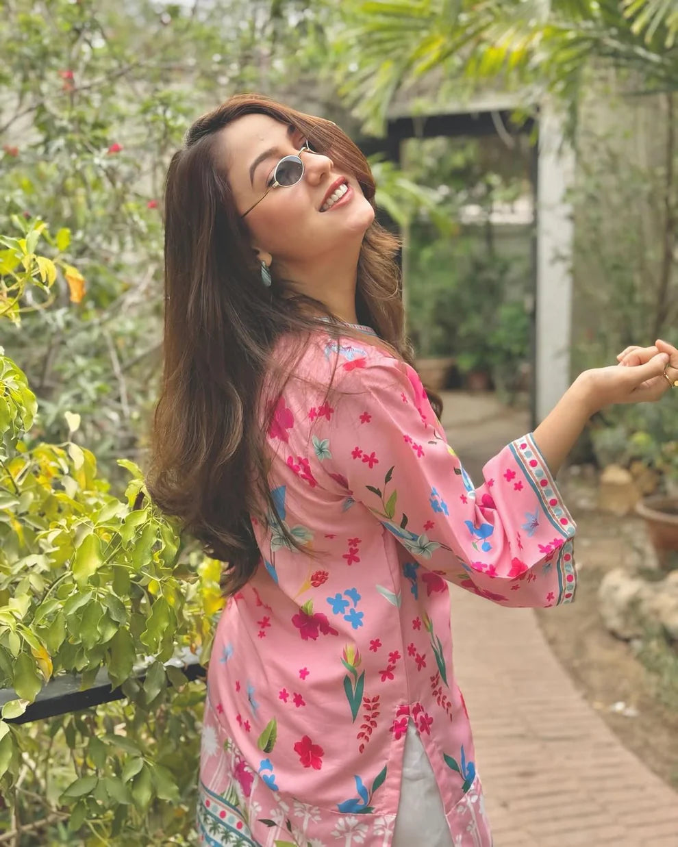 Pink Floral Silk 2 PC